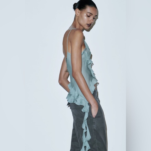 Zara Semi Sheer Tank Blouse - Picture 2 of 6